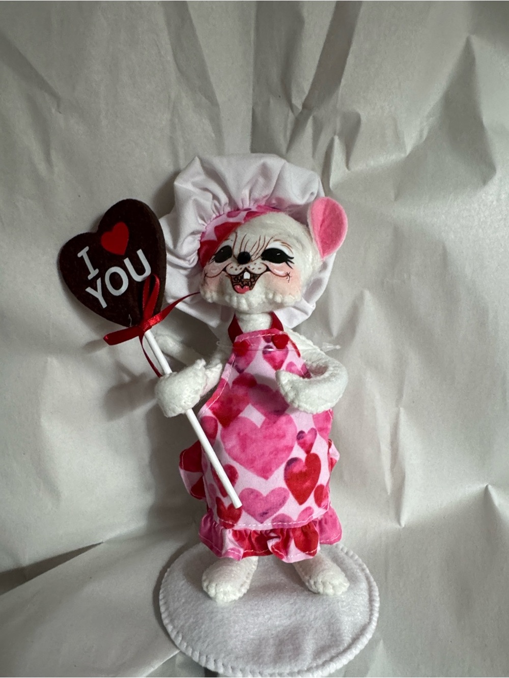Annalee Pink Heart Mouse Doll with Heart Sign - Picture 2 of 11